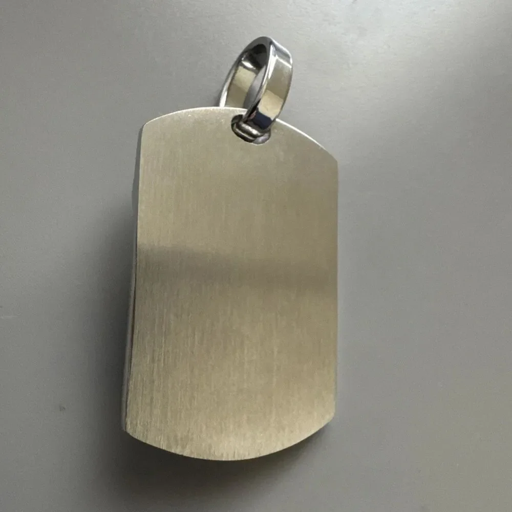 U.S.A America Flag Pendant Cubic Zirconia Stainless Steel 24” Chain Eagle DogTag